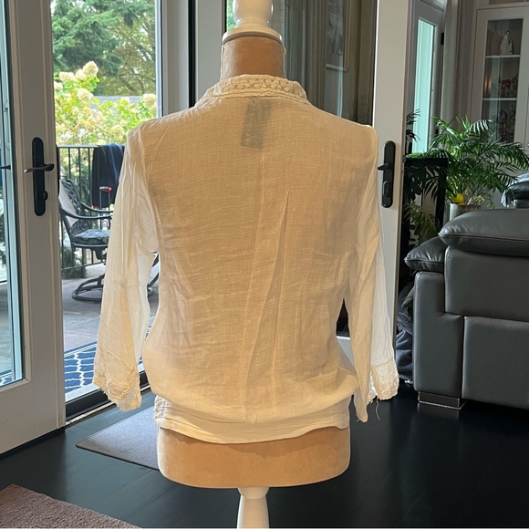 Olivaceous White Lace-Effect Trim Blouse Sz 2 - Picture 2 of 7